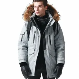 Asesmay brandneue 2019 Männer Daunenjacke Winter Herrenmantel Multi-Pocket-Kleidung Top Dicke Grad -40 Hoodies Pelz Oberbekleidung Parkas v9ge #