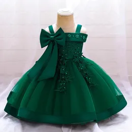 Blumenzeremonie 1. Geburtstagskleid für kleine Mädchen Kleidung Taufe Prinzessin Kleid Girls Kleider Party Kostüm eine Schulter 240319