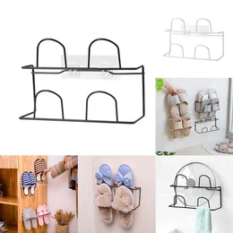 2024 Iron Wall Mounted Shoe Rack Hanging Shoe Holder Hanger Towel Rack Hanger Bathroom Slippers Drain Storage Shelf Organizer