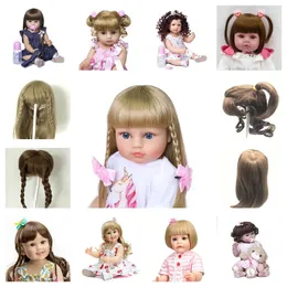 Fit For Doll Head Circumference 32cm To 36cm Silicone Reborn Baby Doll Hair Wig Curly Brown Golden Hair for BJD doll Reborn Doll 240328