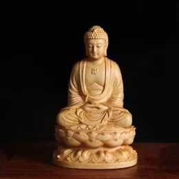 Sculture Figure di Buddha in legno Buddista Piccola statua Estetica Room Decor Yoga Studio Desk Decor Ornamenti Decorazione della casa