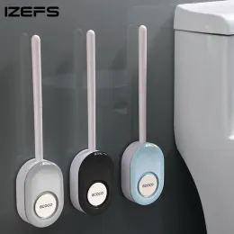 Brushes IZEFS New WallMounted Toilet Brush Bathroom Silicone WC Cleaner No Dead Ends Cleaning Tool Magnetic Cover Bathroom Accessories
