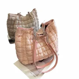 evening Bags Casual Large Capacity Tote Shoulder Designer Ruched Handbag Luxury Nyl Quilted Padded Crossbody Bag Female Big Purse p1mc#