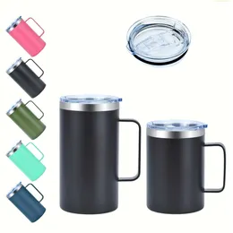 1pc 16oz/22 onças de caneca de café em aço inoxidável, caneca de viagem a vácuo de parede dupla, copo de copo com tampa deslizante