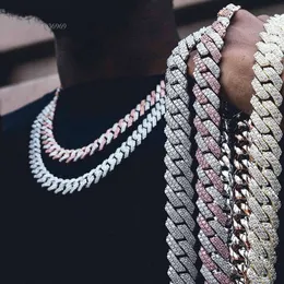 Iced Out 2 صفات CZ Diamond Cuban Link Chain Gold Plated Cadenas Cadenas قلادة مجوهرات الهيب هوب للرجال