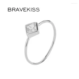 Cluster Rings BRAVEKISS Women Cubic Zirconia Square Stone Luxury Ring For Ladies Geometric Simple Crystal Femme Bague Jewelry BPR0185