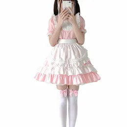 słodki lolita collecti op czarno -biała różowa pokojówka cosplay miękka dziewczyna mundur mundurem Princik Dres Kawaii Costume R1KW#