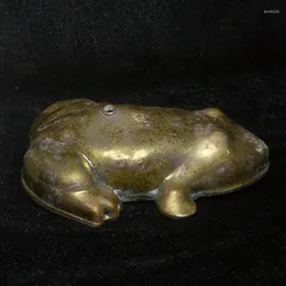 Garrafas Yizhu Cultuer Art Comprimento 8 cm Old China Bronze Handmade Sapo Estátua Gota de Água Decoração Presente Coleção