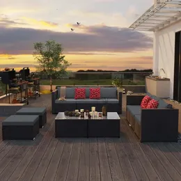 Kamp mobilyaları açık kanepe hasır rattan veranda ile cam masa seti tembel modern lounge bahçe plaj cheirsbalcony