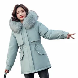 2023 nuove donne giù Cott cappotto giacca invernale femminile di media lunghezza Versi Parka di spessore allentato Outwear collo di pelliccia artificiale soprabito G7dl #