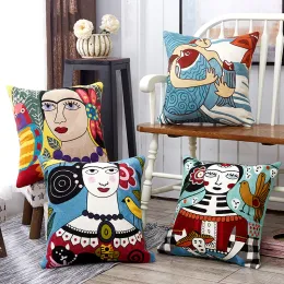 Brushes Wholesale Cotton Embroidery Pillow Cover Picasso Cushion Cover Home Decor Cushion Decorative Pillowcase Pillow Sham 45cm