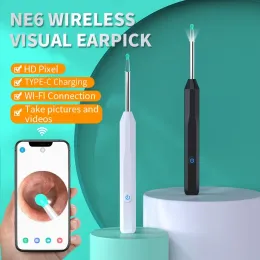 مجموعات NE6 الأذن البصرية حفر ملعقة لاسلكية WiFi WiFi Endoscope عالية الوضوح الأذن جمع أدوات تنظيف الأذن آمنة للبالغين