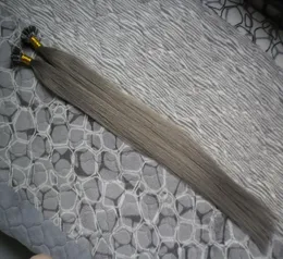 Srebrna szara prosta keratyna ludzka fuzyjna włosy paznokcie u paznokcie Maszyna Made Remy Pre Bonted Hair Extension 16quot 20quot 24quot 11830384