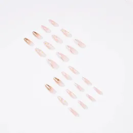 new 2024 24pcs French Fake Nails Short Art Nail Tips Press Stick on False with Designs Full Cover Artificial Pink Wearable Clear Tips for