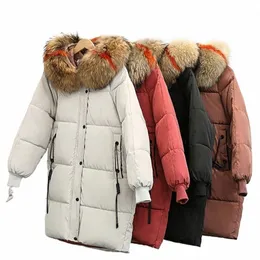 Big Fur Zimowy płaszcz zagęszczony Parkana Women Lose LG Zimowy płaszcz w dół Dam Down Down Parka Jacket Women 2018 M Warem A8dq#