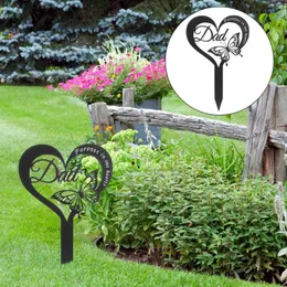Garden Decorations Grave Stake Stakes Ornaments Metal Heart Shaped Yard Cemetery Memorial Iron Signs Mother Emblems
