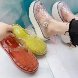 Sandaler Nya 2023 Summer Melissa Eva Thick Sole Sandals Women Platform Roma Jelly Shoes Fashion Ladies Woven Beach Sandals SM133