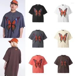 Męskie koszule letnie projektant mężczyzn Mężczyźni Kobiety Malarstwo olejne nadruk motyla Krótkie rękawie para High Street Tee