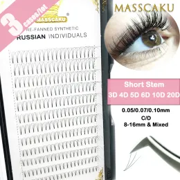 الرموش Masscaku 3cases/Lot Premade FORED FORMART القصير الرموش الخاطئة كوريا الحرير الحريري امتداد الرموش المصنوعة يدويا الرموش الطبيعية