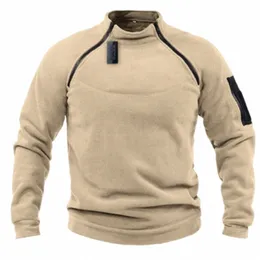 new Fi Standing Collar Men's Sweater Autumn and Winter Loose Solid Outdoor Warm Relaxed Breathable Tactical Men's Top g1yQ#