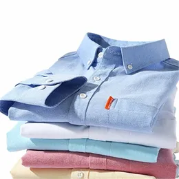 new High Quality Men's Lg Sleeved Shirt Designer Style 100% Cott Oxford Busin Slim Fitting Solid Color Large Size M-5XL N2nb#