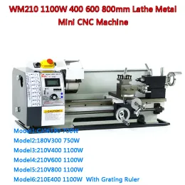 WM210 1100W 400 600 800mm Yarı Otomatik Metal Torna Uzunluğu Otomatik İplik Yapma Mini CNC Makinesi 50-2500 RPM