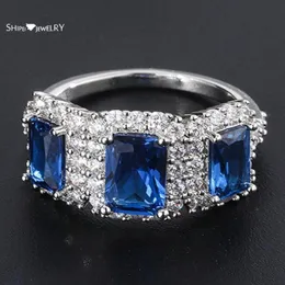 حلقات الكتلة Shipei الفاخرة 925 Sterling Silver Ruby tanzanite مشاركة الزفاف في المجوهرات الراقية خاتم الذهب الأبيض للنساء W279L