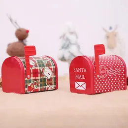 Embalagem de envoltório de presente para festa de Natal Bonito produto comestível seguro Grande caixa de correio em forma de caixa de biscoito de cor brilhante pode