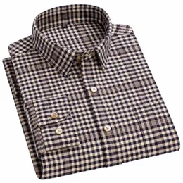 Camicia da uomo in flanella con maniche lunghe in cotone pesante premium stile inglese casual camicie scozzesi a righe spesse morbide spazzolate standard