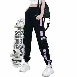 Frauen Schwarz Taktische Cargo Hosen Streetwear Fi Jogger Jogginghose Taschen Hohe Qualität Breite Beine Hosen Plus Größe 5XL H94O #