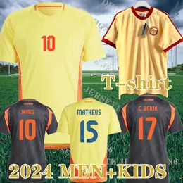 24/25コロンビアサッカージャージジェームズ2025コロンビアピュアコットンレトロカジュアルTシャツカミゼタス2024コパアメリカD.Valoyes Arango C. Chucho Cuadrado Home Away Shirt