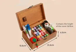 Storage Multiple Items DIY Wood Box Sewing Kit Needle Multifunct Threads Sewing Tools Accessory Sewing Set For Home & Travelling Gift