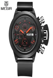 Nya ankomster Timelimited Big Fashion Degree Waterproof Silicone Strap Megir Brand New Style Mens Multiple Movement Watch 3424081