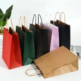 10 pçs sacos de embalagem de papel kraft para o casamento aniversário natal batismo festa saco de presente saco de pacote de produto bolsa de compras 240322