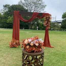 Escovas gaze corredor de mesa algodão pano linho gaze cor sólida lavável pode ser feito à mão para toalha de mesa decoração de casamento arco