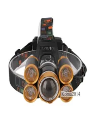 T6 XPE Aminum Alloytpu Złota LED Lampa przednia Lampa głowicy 18650 Pudełko narzędzi akumulatorów Light45216253741881