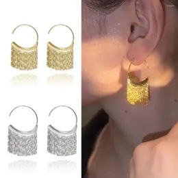 Dangle Earrings Jewelry Gift Semi Circle Fan Threader Hoop Ear Stud Sequin Chain Tassel Fringe