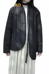 umi MAO Cott Linen Coat Women's 2023 Winter Vintage Literature Zen Cool Style Warm Lace Up Warm Cott Jacket Femme E6P4#