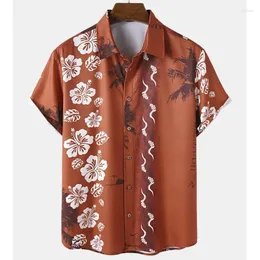Mäns avslappnade skjortor sommarfest blommor skjorta för män 3d tryckt hawaiian man kläder kort ärm toppar streetwear camisas casuais lös