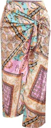 ZAFUL женская юбка-миди с высокой талией в стиле бохо, сексуальная юбка-саронг с разрезом, бандана, облегающая юбка с принтом пейсли