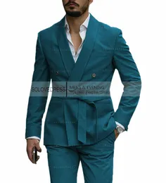 2024 NOWOŚĆ męskie Blazer Lukseryjne Designerstyle Western Tailored Suit Lapel Belt Tuxedo Dżentelmen Tekstura