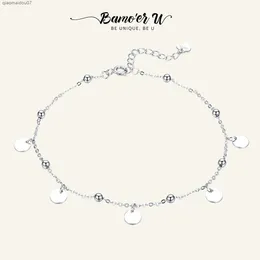 アンクレットbamoer uシルバービーズアンクル925スターリングシルバー幾何学ミニマリスト夏のファッションフットジュエリーbraceletl2403