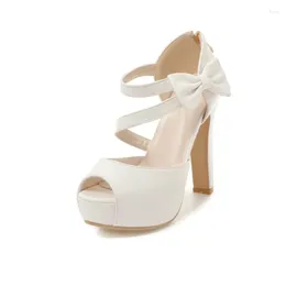 Scarpe casual da donna romane femminili dolci bowknot da donna abito da sposa tacchi alti estate scava fuori piattaforma con bocca di pesce pompe da festa