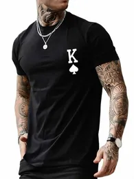 Poker 'K' Męskie T-shirt z krótkim rękawem Casual Multicolor Top For Men Cott Lose Oversiase T Shirt Persal Trend Tees D5th#