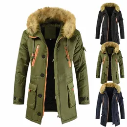 Men Parka Coat Wart Winter Jacket متوسطة LG سميكة من Parkjacket Coat Warm LG Sleeve Contled Parking for Man G4VA#