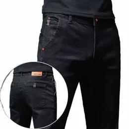 Cor sólida Cott Preto Escuro Cinza Jeans Calças Masculinas Clássico Slim Stretch Casual Coreano Fi Juventude Masculino Calças Jeans p84S #