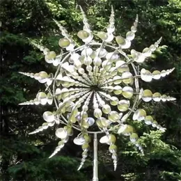 Unik och magisk metall vindkraftverk 3D vinddriven kinetisk skulptur gräsmattan metall vind spinnare gård och trädgårdsdekor gåva