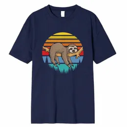 sloth Sleeps Hanging From Branches Printed Male Clothes Quality Oversize T-Shirts Summer Breathable T-Shirt Hip Hop Cott Tee n71u#