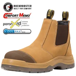 Botlar Rockrooster Antishing antistab çelik ayak parmağı antistatik iş güvenlik ayakkabıları deri botlar Martin Botlar Erkek Artı Boyut