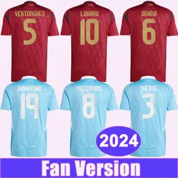 2024 Lukaku Mens Futbol Forması Lukebakio Onana Vertonghen Tielemans Bakayoko Evden Futbol Gömlekleri Kısa Kol Üniformaları